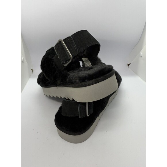 Koolaburra by UGG Adjustable Slide Black Sandals Fuzz'd Out Women 11 - Picture 8 of 9